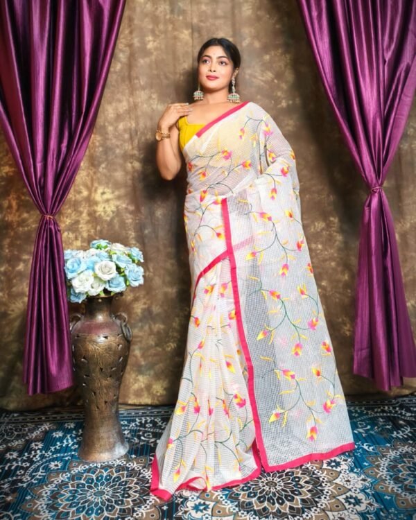White Resom Kota With Ambodari Work