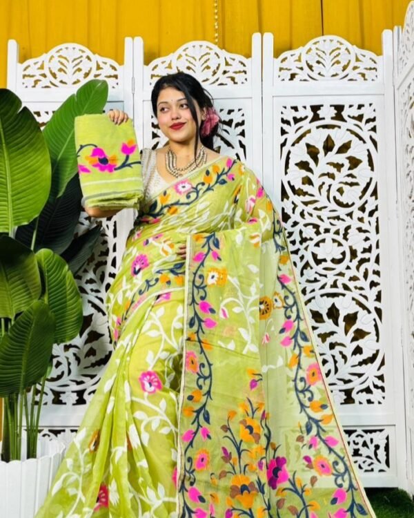 Laxhmi Lata Soft Pasta Jamdani Saree