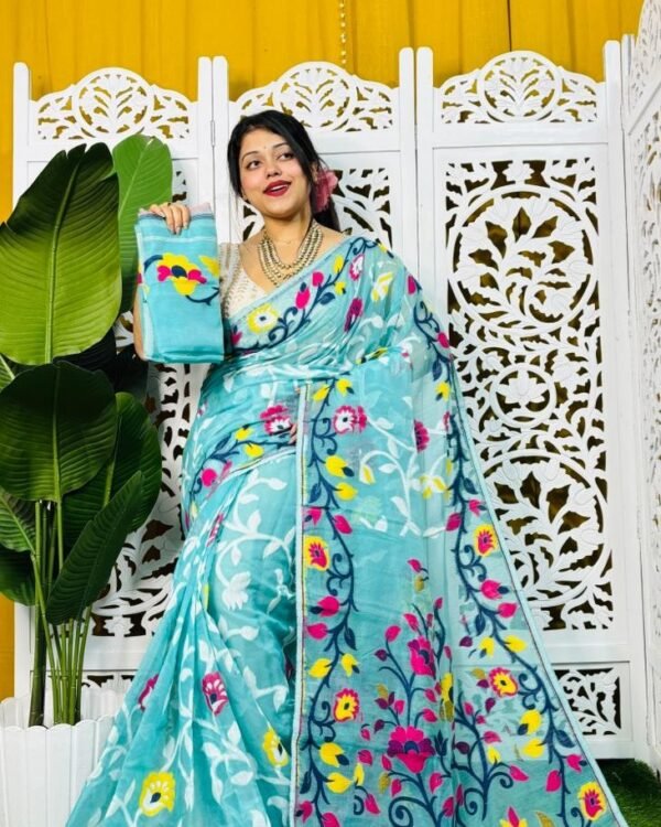 Laxhmi Lata Soft Firoja Jamdani Saree