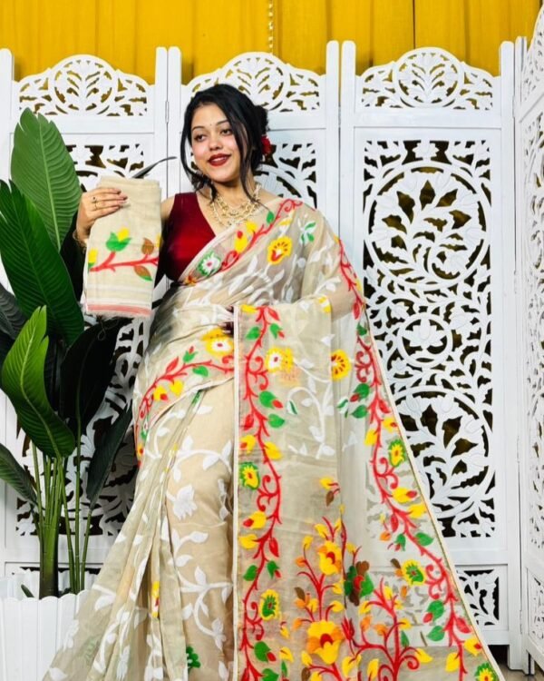 Laxhmi Lata Soft Ghiya Jamdani Saree