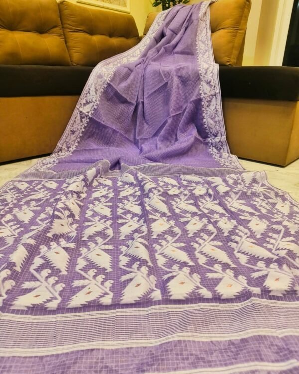 Kota Body Plain Soft Purple Jamdani Saree
