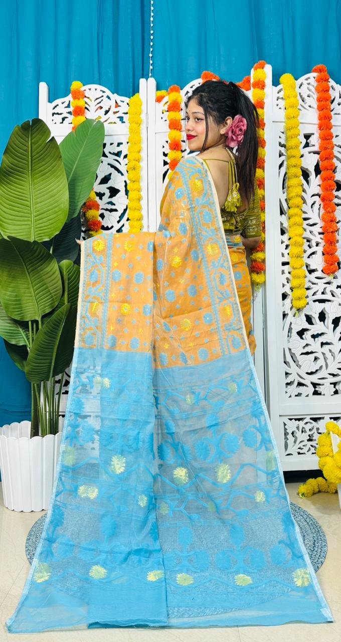 Star Buti Soft Horin Jamdani Saree - Image 3