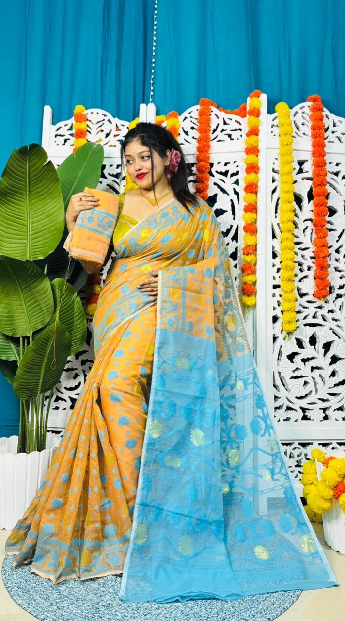 Star Buti Soft Horin Jamdani Saree - Image 2