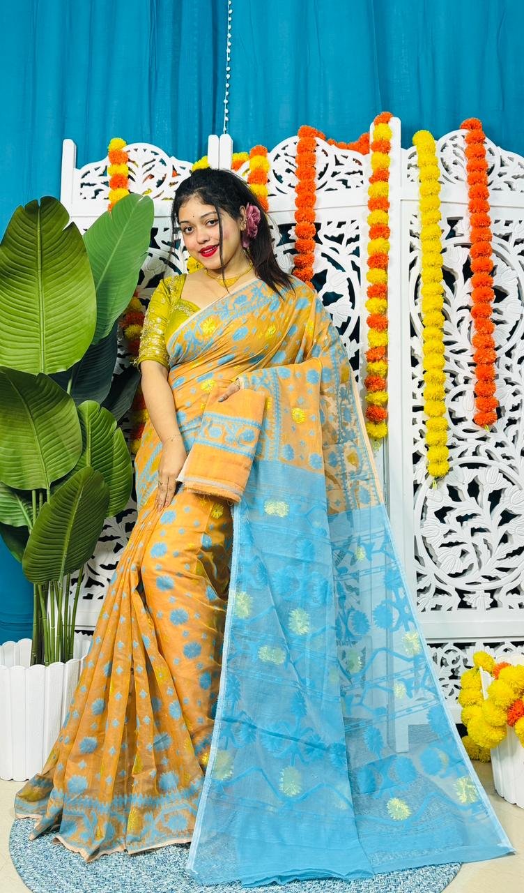 Star Buti Soft Horin Jamdani Saree