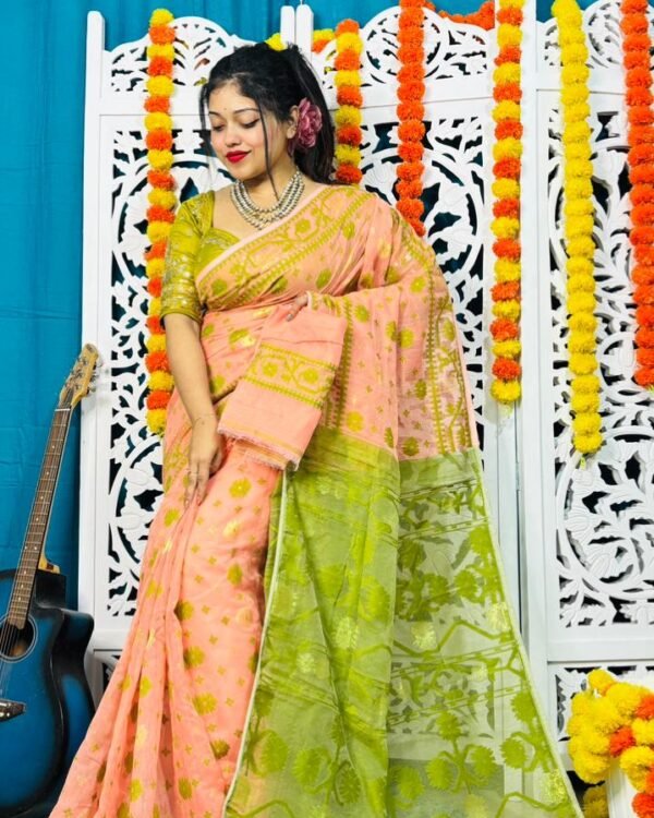 Star Buti Soft Paddo Kanok Pasta Jamdani Saree