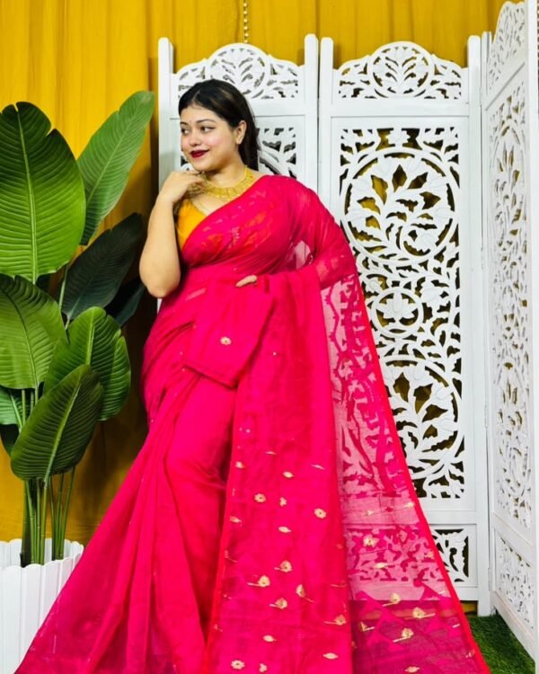 Nimki Buti Soft Rani Jamdani Saree