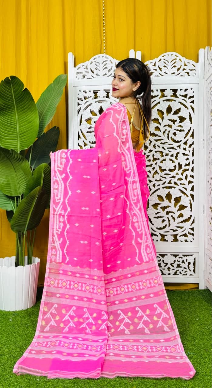 Nimki Buti Soft Pink Jamdani Saree - Image 2