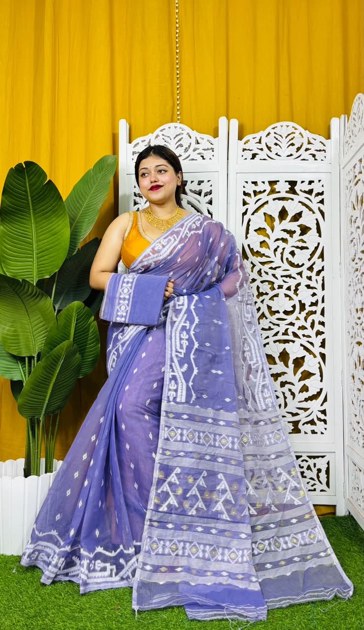 Nimki Buti Soft Purple Jamdani Saree