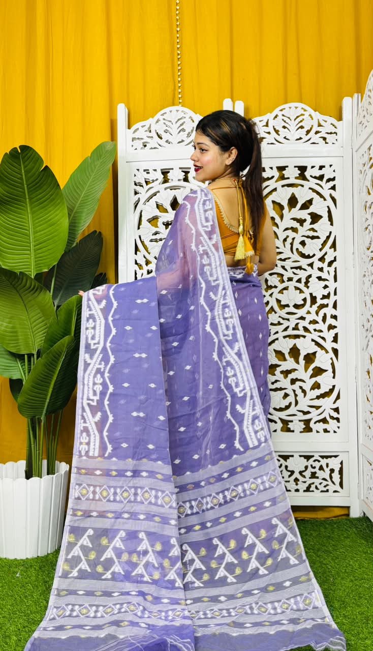 Nimki Buti Soft Purple Jamdani Saree - Image 2