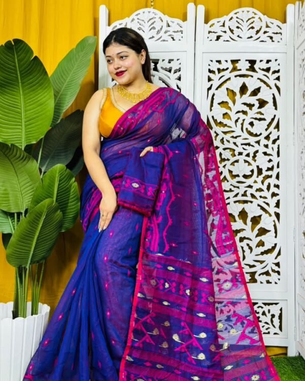Nimki Buti Soft Blue Jamdani Saree