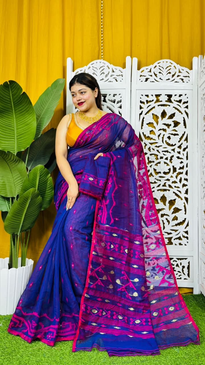 Nimki Buti Soft Blue Jamdani Saree