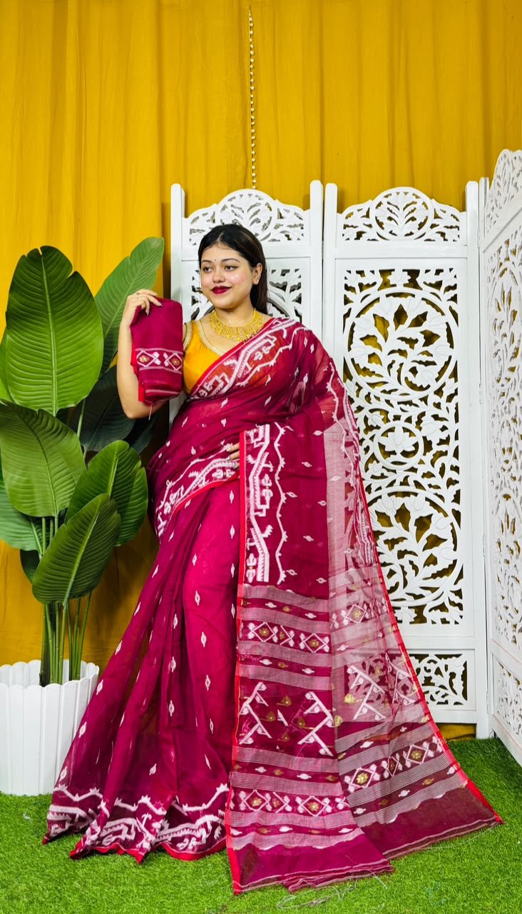 Nimki Buti Soft Majenda Jamdani Saree