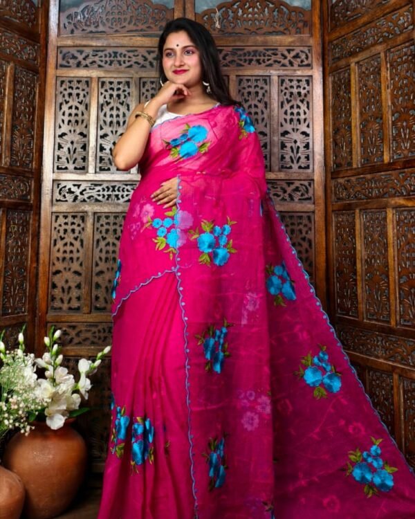Resom Kota Rose Ambodari Work Rani Saree