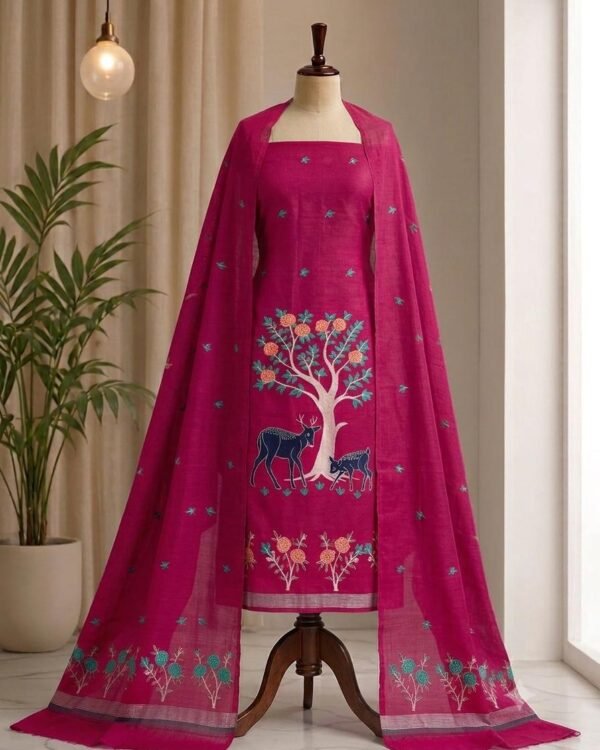 Aronnomaya Rani Slab Cotton Unstitched Jamdani Kurti Set