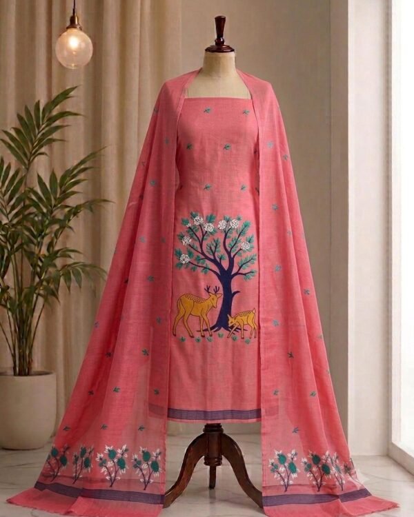 Aronnomaya Paddo Kanok Slab Cotton Unstitched Jamdani Kurti Set