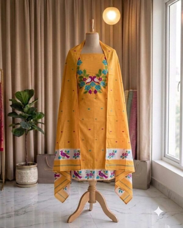 Subarnolata Rast Slab Cotton Unstitched Jamdani Kurti Set