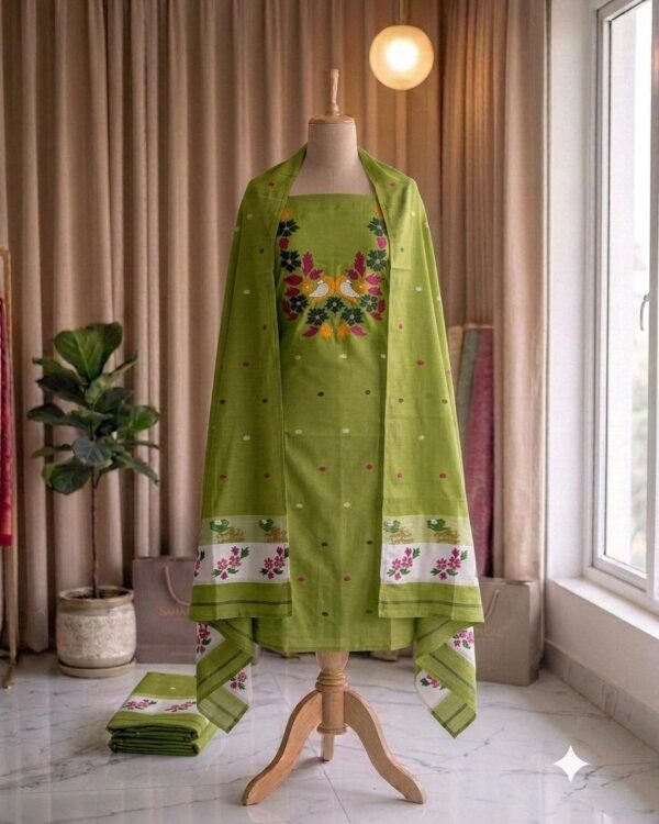 Subarnolata Pasta Slab Cotton Unstitched Jamdani Kurti Set