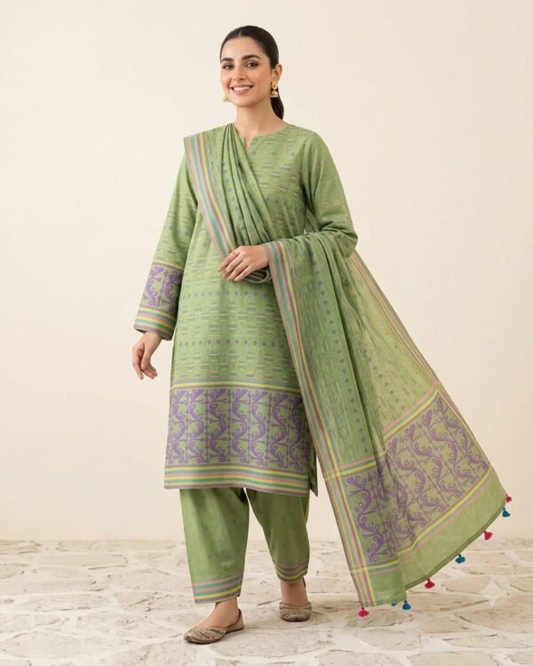 Mrinmoi Pesta Cotton Two Ps Unstitched Jamdani Kurti Set