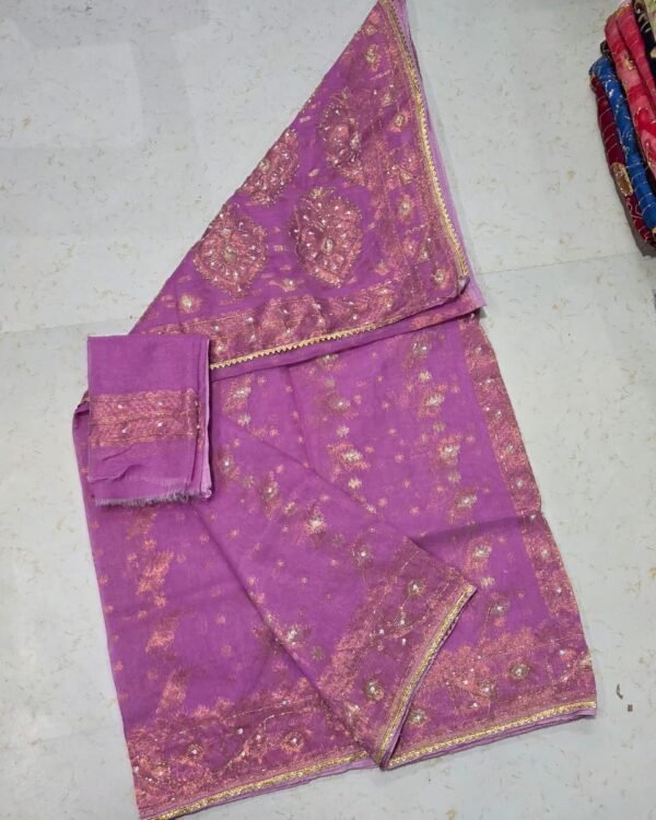 Bapta Jori Onion Pink Kardana Hand Work Jamdani Saree