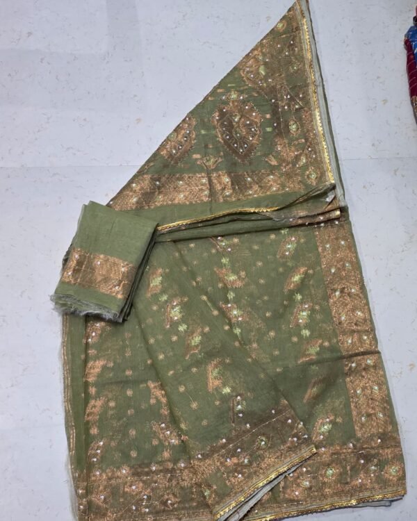 Bapta Jori Pasta Kardana Hand Work Jamdani Saree