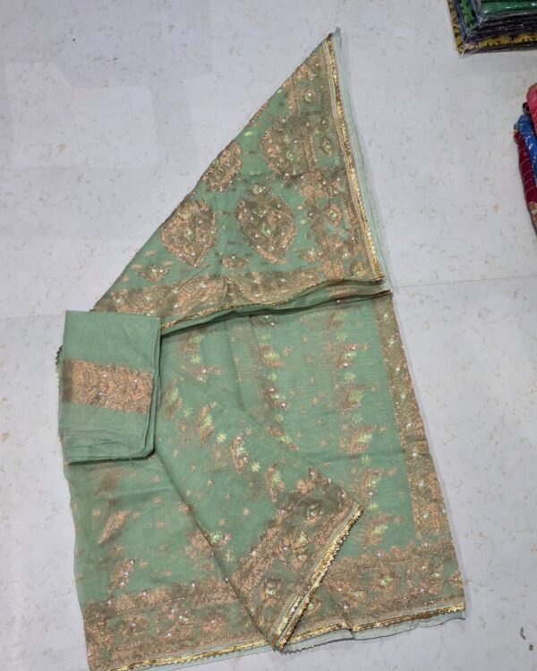 Bapta Jori Olive Kardana Hand Work Jamdani Saree